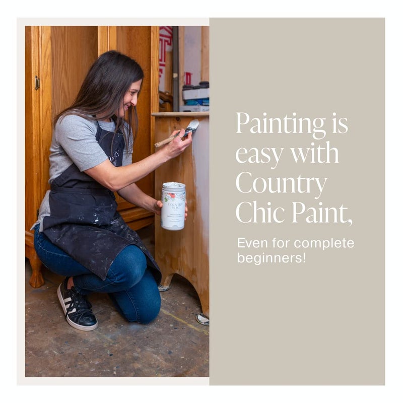 Country Chic Paint طلاء الطباشير الشامل بأسلوب ريفي للأثاث والخزائن وديكور المنزل، صديق للبيئة، لمسة نهائية غير لامعة، مع برايمر وطبقة علوية مدمجة للخشب والمعادن - سوارية (بيج توبي) - 4 أوقية (118 مل) - Image 5